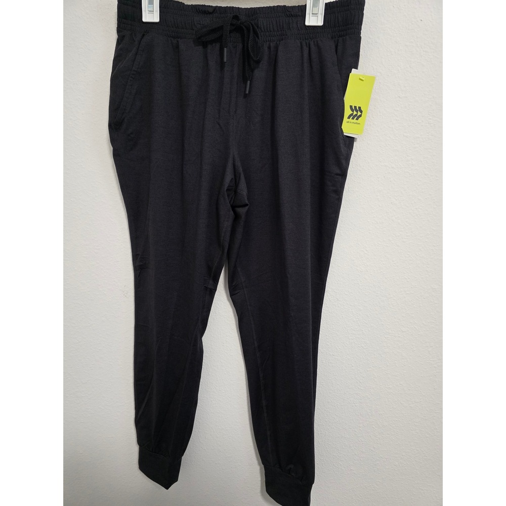 All in Motion Womens Soft Stretch Jogger Pants Heathered Black Mid Rise Size M